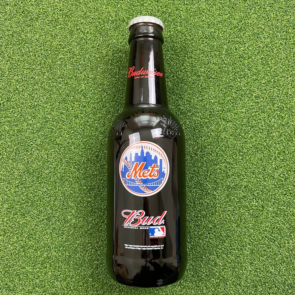 Vintage New York Mets 15" Budweiser Glass Bank Bottle